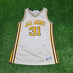 Vintage 90s Champion Mesh Basketball Tank-Top M/L 20x30 Ivory All-Army